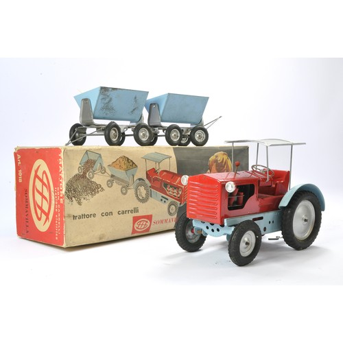 106 - Sommavilla (Italy) Large Scale Battery Operated Mechanical Tractor and Twin Tipping Trailer Set (No.... 