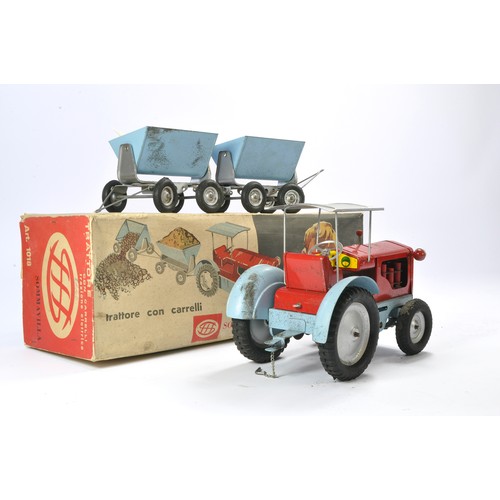 106 - Sommavilla (Italy) Large Scale Battery Operated Mechanical Tractor and Twin Tipping Trailer Set (No.... 