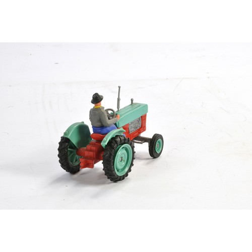 144 - Timpo Vintage Plastic Ford 5000 Tractor with Driver. Version is red and blue with silver engine. Gen... 