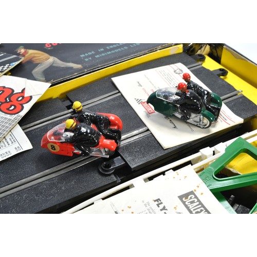 163 - Vintage Scalextric Set No. CM33 inclusive of Typhoon Motorcycles. Set is mostly complete but not che... 