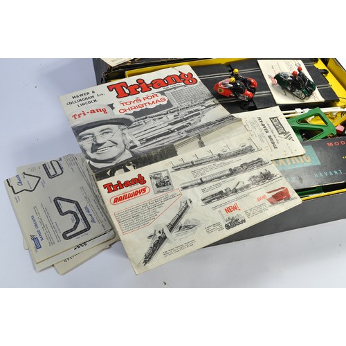 163 - Vintage Scalextric Set No. CM33 inclusive of Typhoon Motorcycles. Set is mostly complete but not che... 