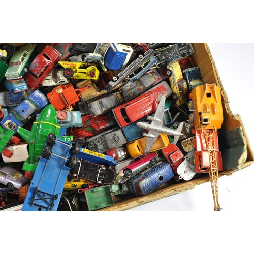 183 - A large tray of playworn (including several playworn) diecast issues from Corgi, Dinky and others as... 