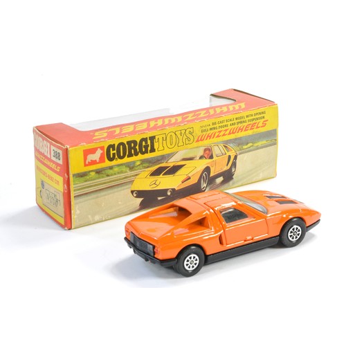 203 - Corgi (Whizzwheels) No. 388 Mercedes Benz C111. Orange with black interior. Generally excellent with... 