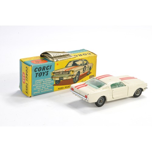 214 - Corgi No. 325 Ford Mustang Fastback 2+2 Competition Model. Matt Off-White with light blue interior G... 