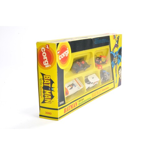 361 - Corgi Juniors no. 3080 'Batman' Gift Set comprising Batmobile, Batcopter, Penguinmobile, Jokermobile... 
