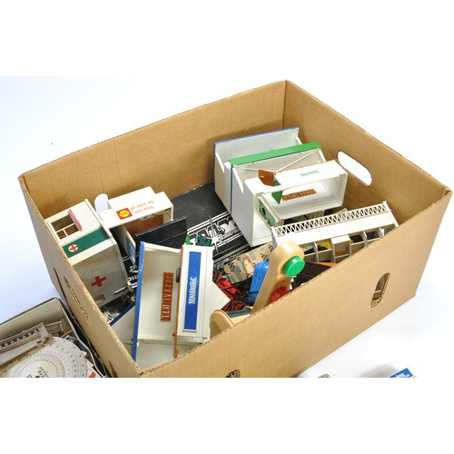 165A - A box of vintage scalextric including accessories, controllers and some cars as shown. All notably p... 