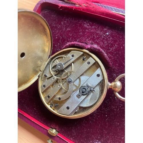 604 - An attractive 19th Century Gold Gilt Engraved Open Faced Pocket Watch. Vendor advised purchased by t... 