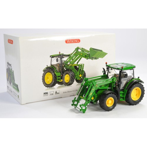 69 - Wiking (2015) 1/32 Farm Model Issue comprising No. 077344 John Deere 6125R Tractor with front loader... 