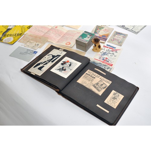 201 - A collective group of vintage ephemera and interesting bygones comprising items relating to several ... 