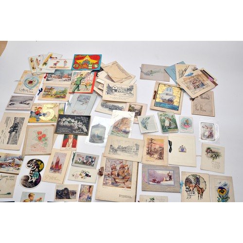 206 - A collective group of vintage greeting cards. Some items maintain excellent unused condition for the... 