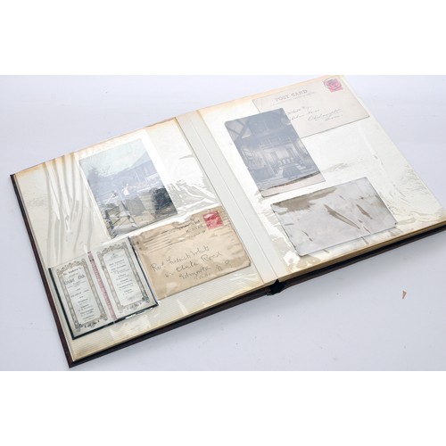 208 - An interesting album of postal history, greeting cards and other interesting items, mostly early 20t... 