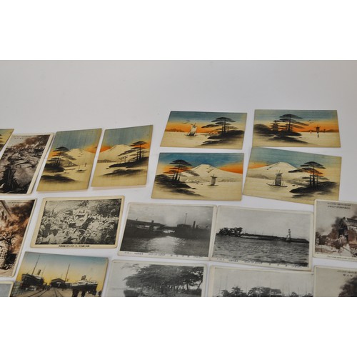 222 - An interesting collection of vintage pictorial and illustrated postcards comprising those from Japan... 