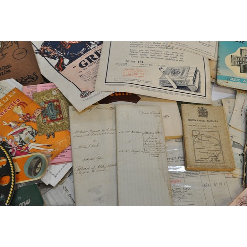 226 - An extremely large box of vintage ephemera comprising many items of interest to include advertising,... 