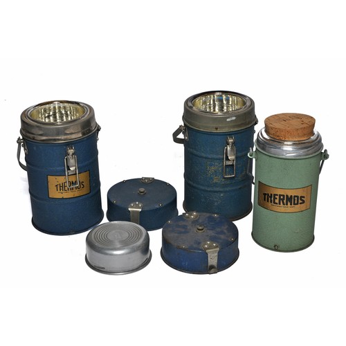 338 - A WWII era group of Wide-necked vintage Thermos flasks used by air-crew on long-range missions. Gene... 