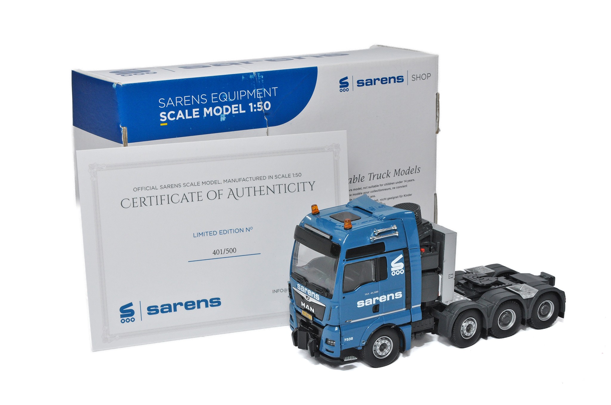 Tekno 1/50 diecast model truck issue comprising MAN Sarens Limited 