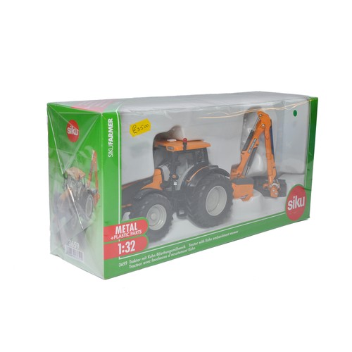 107 - Siku 1/32 diecast farm model issue comprising Valtra T Tractor and Hedgecutter Set. Excellent and ap... 