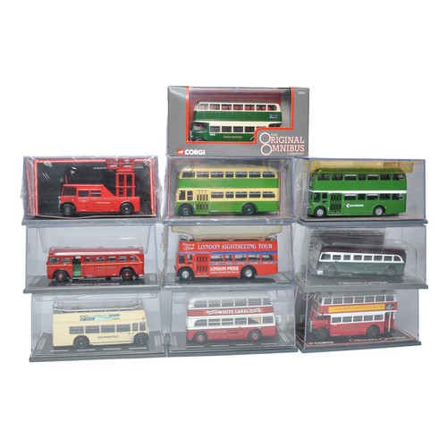 19 - A group of ten boxed Corgi 1/76 diecast model bus  / coach issues from the 'Omnibus' series. Mostly ... 