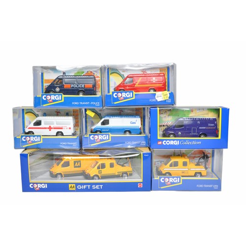 A group of seven Corgi Diecast Model Ford Transit Vans in various ...