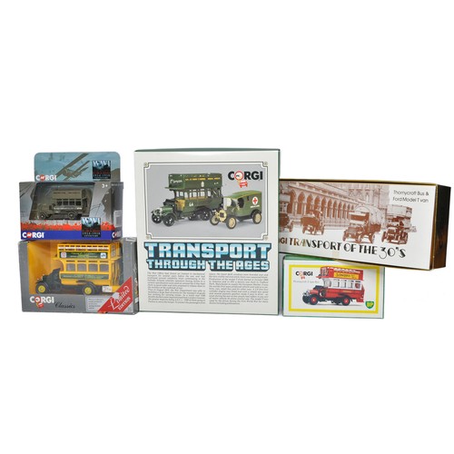 40 - A group of five Corgi diecast (1/50) model Bus (Thornycroft) and Public Transport related issues in ... 