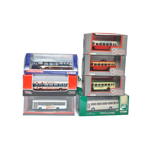 76 - A group of Seven Corgi Diecast 1/76 Model Bus / Coach issues including various liveries and vehicles... 