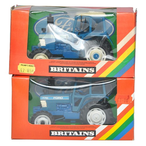 129 - Britains 1/32 Farm Model issues comprising No. 9523 Ford 7710 Tractor (One is modified to 8210) Gene... 