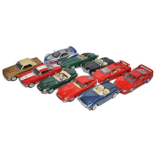 200 - A group of Ten (mostly) 1/18 diecast model cars comprising modern, classic and vintage themes of var... 