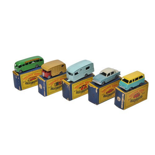 236 - A group of five early issue Matchbox Regular Wheels comprising No. 21, 23 (both grey plastic wheels)... 