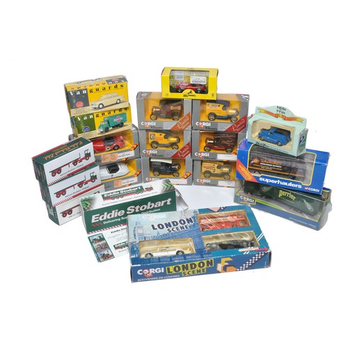 262 - A collection of misc general diecast including Corgi commercials, sports cars, Vanguards, classics a... 