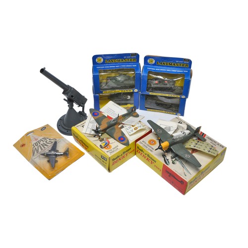 310 - Assorted Military themed diecast including boxed tank issues from Zymlex, duo of Dinky Aircraft plus... 