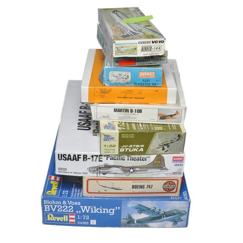 363 - A group of 9 Plastic Model Kits including Revell BV222 Wiking, Academy USAAFB -17E 