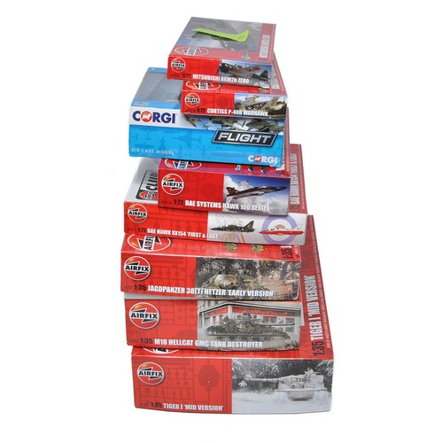 375 - A group of 7 Airfix Plastic Model Kits as new, sealed and in excellent boxes plus a boxed Corgi die-... 