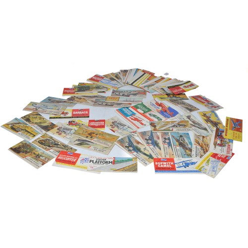 381 - A large quantity of Vintage Airfix Header Cards comprising Aircraft, Military, Ships and Vehicles et... 