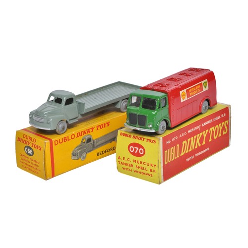 240 - Dublo Dinky duo comprising No. 070 AEC Tanker and no. 066 Bedford Flat Truck. Both very good to exce... 