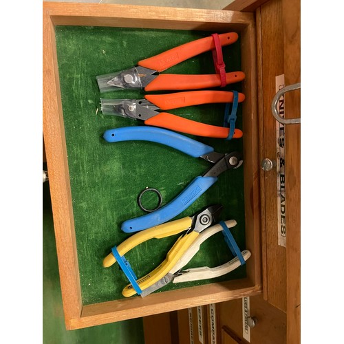 415 - A large precision Model Maker's toolkit comprising purpose built wooden drawer unit and all contents... 