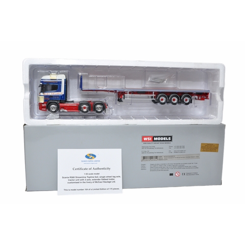 856 - WSI 1/50 diecast model truck issue comprising Scania Flatbed Trailer in the livery of McCaul Haulage... 