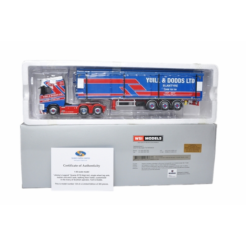 857 - WSI 1/50 diecast model truck issue comprising Scania Walking Floor Trailer 'Jimmy's Legend' in the l... 