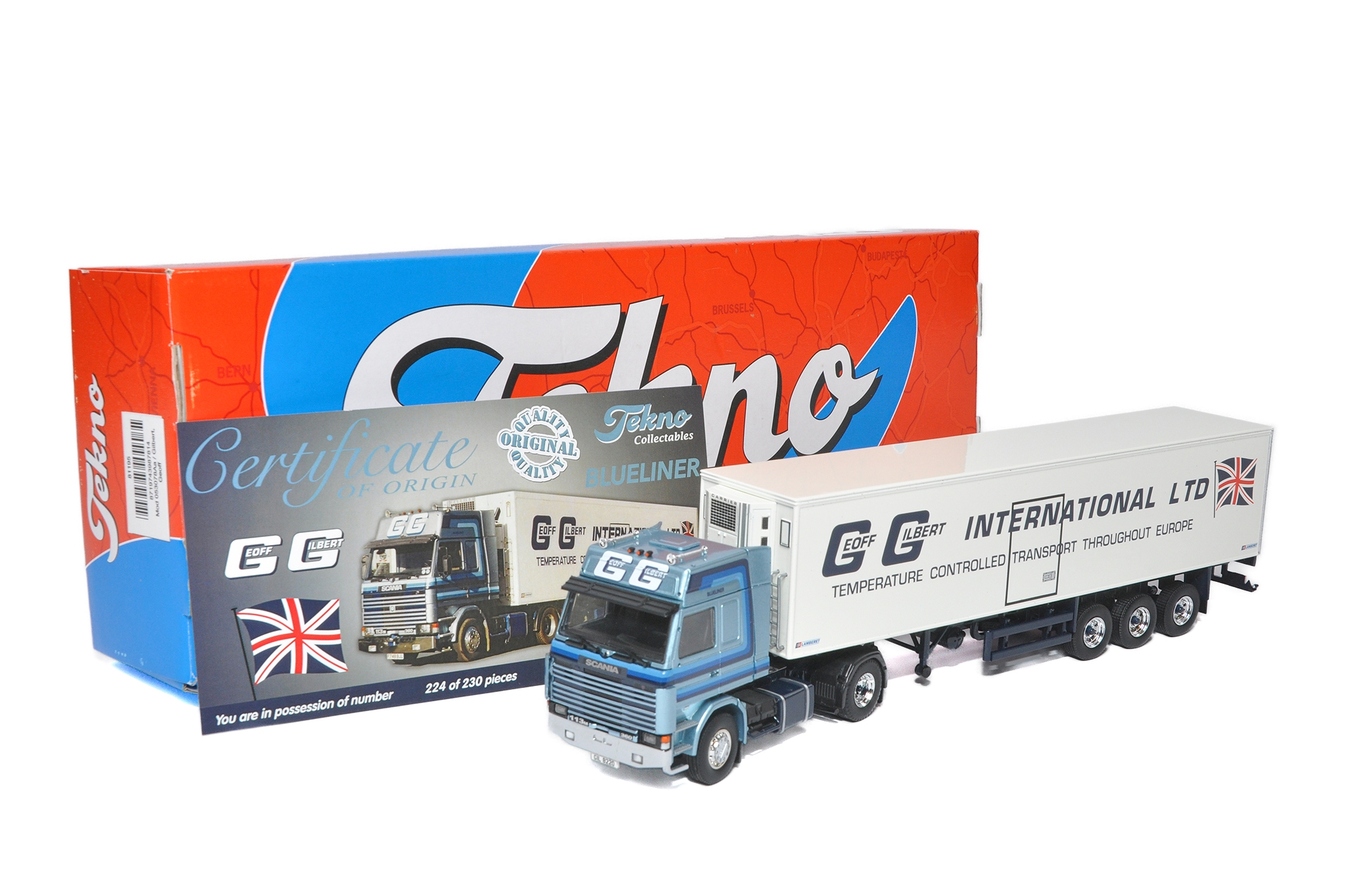 Tekno 1/50 diecast model truck issue comprising Scania Fridge Trailer ...