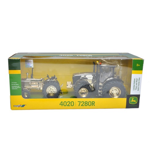 642 - Britains 1/32 Farm Model issue comprising No. 43029 John Deere 4020 / 7280R Tractor Set. Special Gol... 