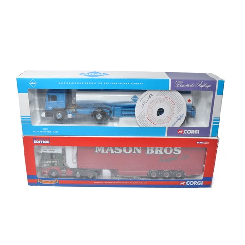 834 - Corgi diecast model truck issues comprising ARAL Tanker and Mason Brothers Curtainside. Both Excelle... 