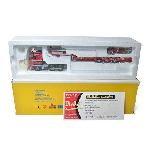 836 - Tematoys diecast model truck issue comprising Volvo FH Low Loader in the livery of RJC. Looks excell... 