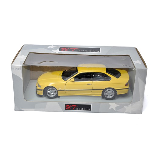 1039 - UT Models diecast model car comprising 1/18 BMW E36 M3 yellow, appears excellent in good to very goo... 