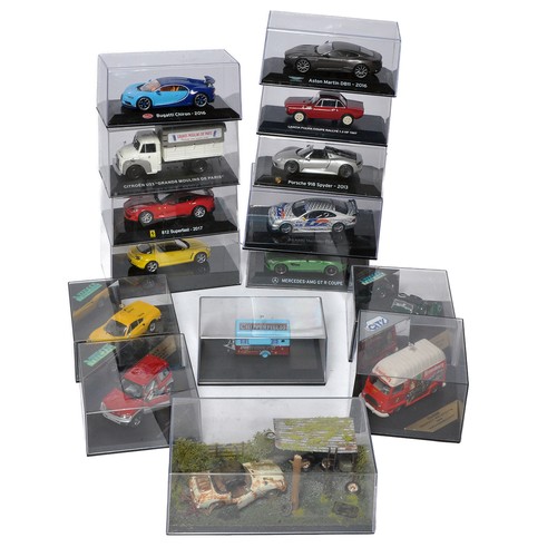 1041 - A selection of 15 mostly 1/43 diecast model vehicles including nice diorama scene issue. Look to be ... 