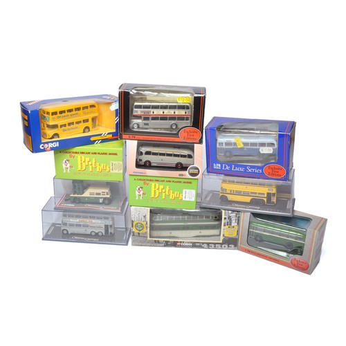 1044 - A group of 11 Bus and Transport diecast model vehicles from Corgi, Britbus and EFE. Mostly excellent... 