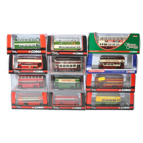 1048 - A group of 12 Bus and Transport diecast model vehicles from Corgi Omnibus. Various themes, routes an... 