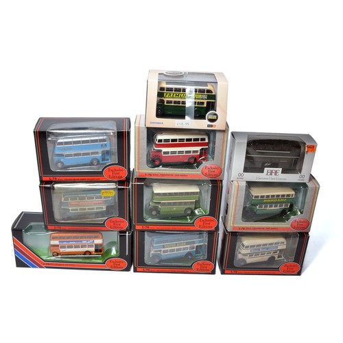 1050 - A group of 10 Bus and Transport diecast model vehicles from EFE (plus 1 x Oxford). Various themes, r... 