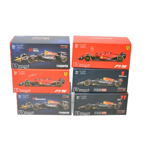 1069 - A group of Six Burago Diecast Formula One Racing Car issues comprising various teams and drivers as ... 