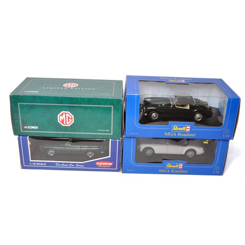 1074 - A group of four 1/18 diecast model car from Revell, Corgi and Kyosho comprising MG issues as shown. ... 