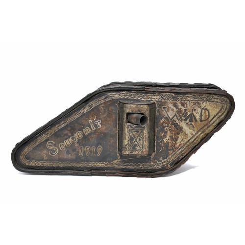 1118 - Trench Art comprising a superb brass WW1 Dreadnought Tank produced in a POW Camp by either German or... 