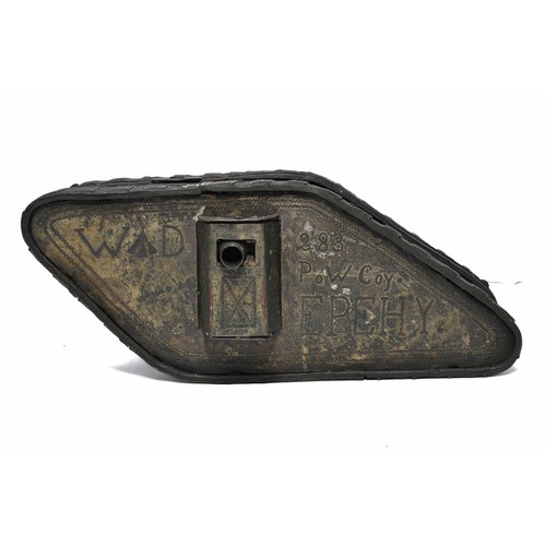 1118 - Trench Art comprising a superb brass WW1 Dreadnought Tank produced in a POW Camp by either German or... 