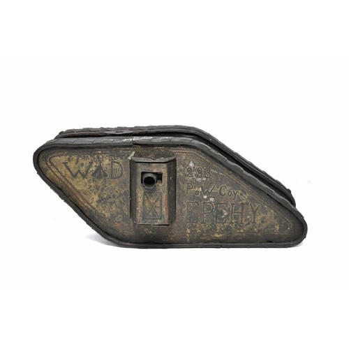 1118 - Trench Art comprising a superb brass WW1 Dreadnought Tank produced in a POW Camp by either German or... 